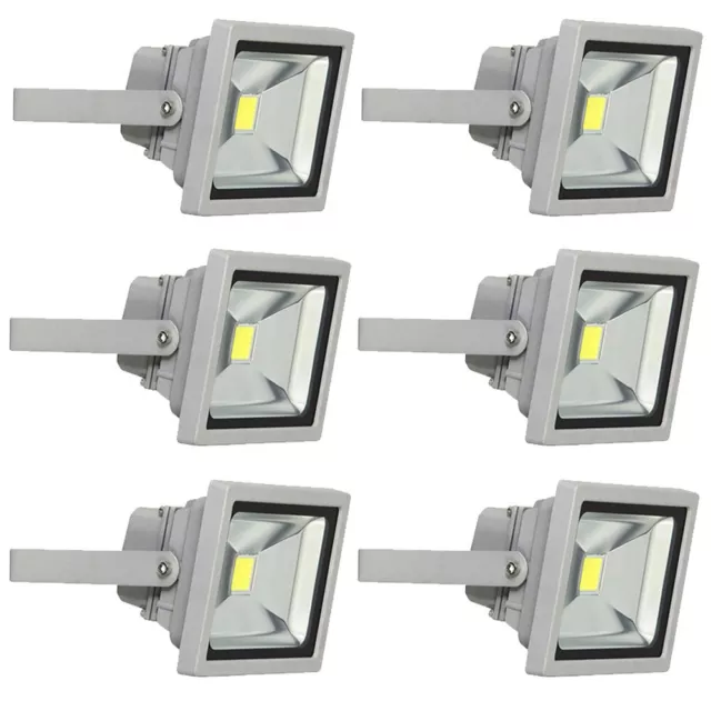 6 x LED Fluter Strahler Grau IP65 20W 1500lm kaltweiß 6400K Tageslicht ~UVP 239€