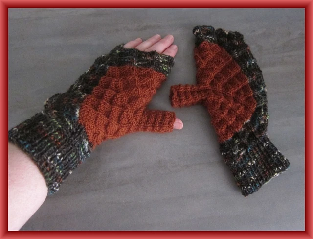 N°1 Fingerlose japanische Handschuhe Handstulpen, gestrickt Gr UNISEX