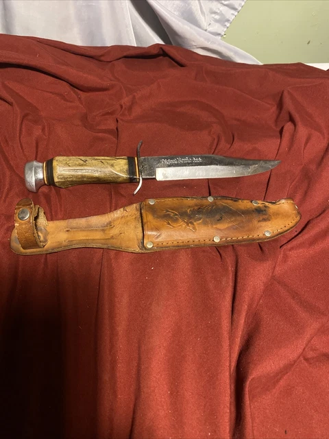ORIGINAL BOWIE KNIFE SABRE MONARCH Fixed Blade # 152 with Sheath, Stag Handle