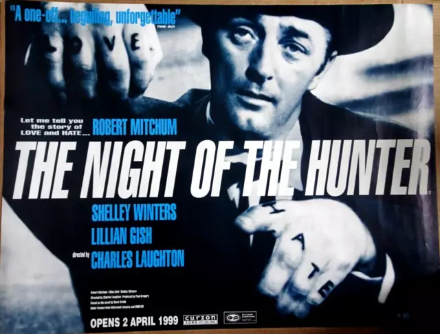 The Night Of The Hunter Poster BFI Release Quad  1999 Robert Mitchum