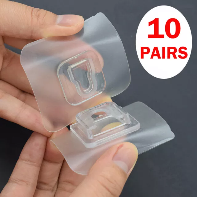 10 Pairs Double sided Adhesive Wall Hooks Waterproof Clothes Hats Towel Hook~m'