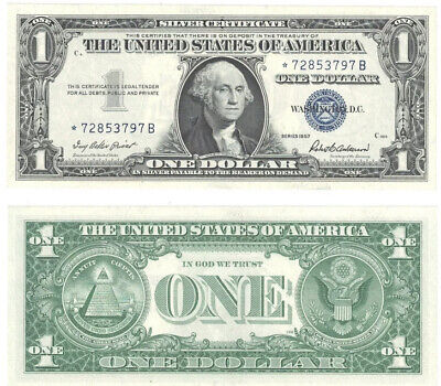 1957 $1 Silver Certificate Star Note B Block Fr 1619* Uncirculated #797