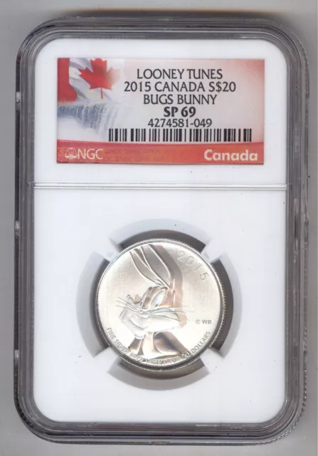 2015 Canadian S$20 - .9999 Silver NGC/SP69 Coin- Looney Tunes-Bugs Bunny 1/4 oz.
