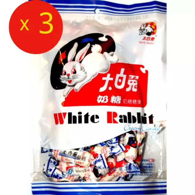 White Rabbit Chinese Milk Creamy Candy Sweets 180g (Pack of 3) - UK Seller, Fast