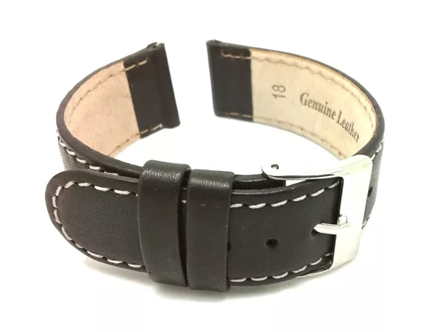 Leather Watch Strap Band Mens Ladies Stainless Steel Buckle UK SELLER