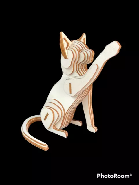 Laser Cut Wooden Cat 3D Model/Puzzle Kit