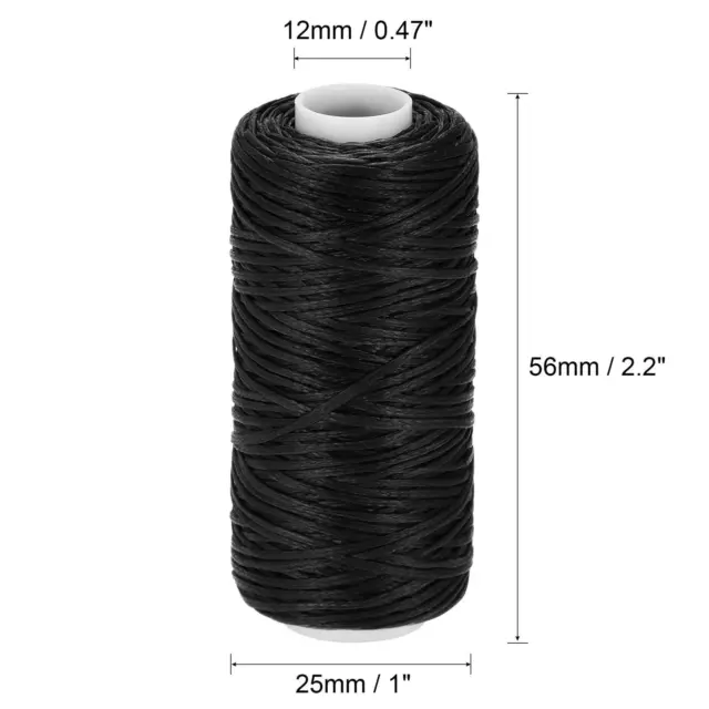 Leder Nähfaden 55 Yards 150D/1 mm Polyester gewachste Kordel (schwarz) 3