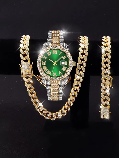 Montre De Luxe Pour Hommes Avec Diamants Et Cadran Carte Du Monde - Mouvement Quartz - Boîtier 42mm Laiton - Neuf Avec étiquettes