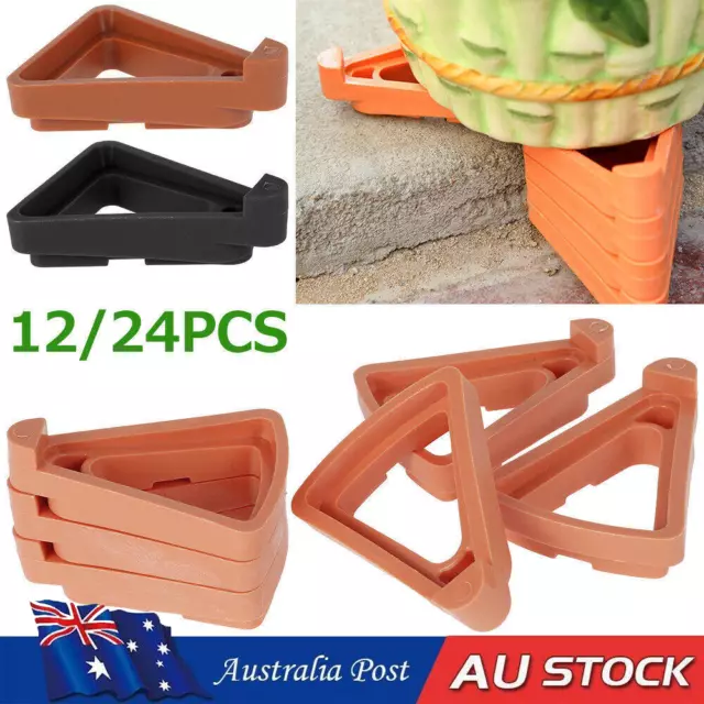 12/24X Invisible Low Profile Flower Pot Feet Garden Plant Pot Feet Risers Black