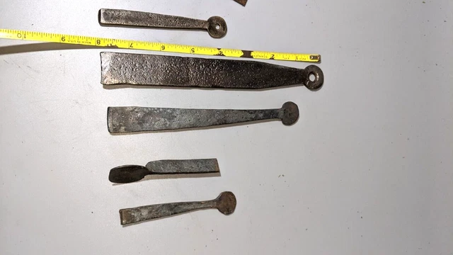 Lot Of 10 Old Forged Strap Hinges early primitive, barn, door, farm 3