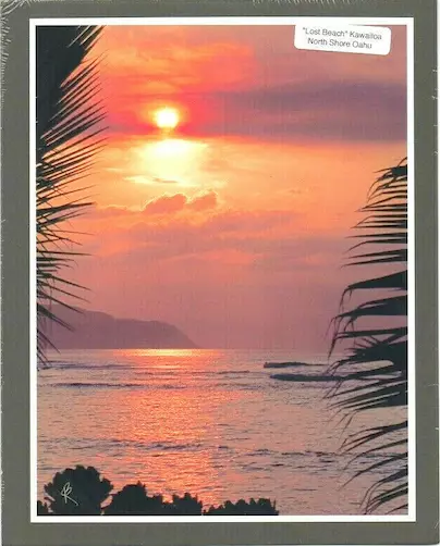 'Lost' Beach Sunset At Haleiwa  Oahu Hawaii Photo On 8X10" Colored Matt Board