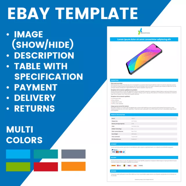 eBay Listing Mobile Template Responsive 2020 [TagBot, BaseLinker]