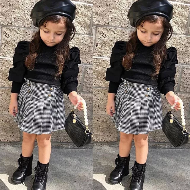 T-shirt top gonna bambino bambina arricciata set abiti da festa vestiti