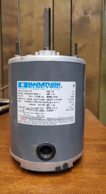 MARATHON MOTORS Burner Motor:  1/6 HP, 3,450 RPM, 115V AC, 48Y Frame