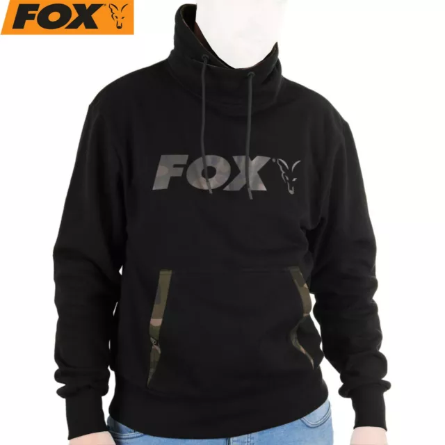 Fox Black / Camo Print High Neck Pullover - Angelpullover, Angelbekleidung