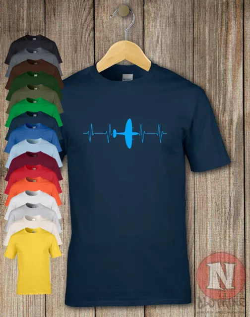 Spitfire heartbeat t-shirt WW2 battle of Britain RAF fighter aircraft