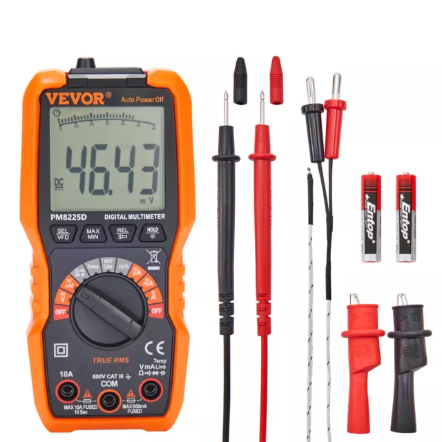 VEVOR Digital Multimeter 6000 Counts Multi Tester AC DC Voltmeter Ohm NCV TRMS