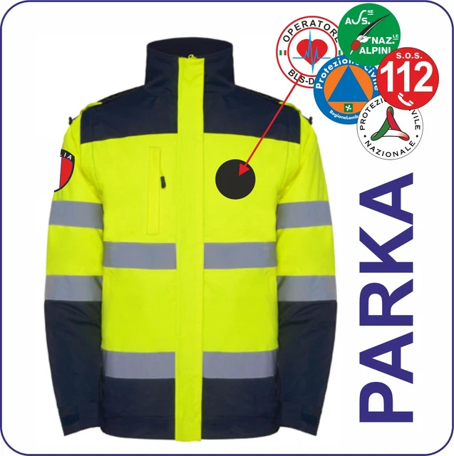 Parka alta visibilità maniche staccabili e cappuccio Classe II personalizzato