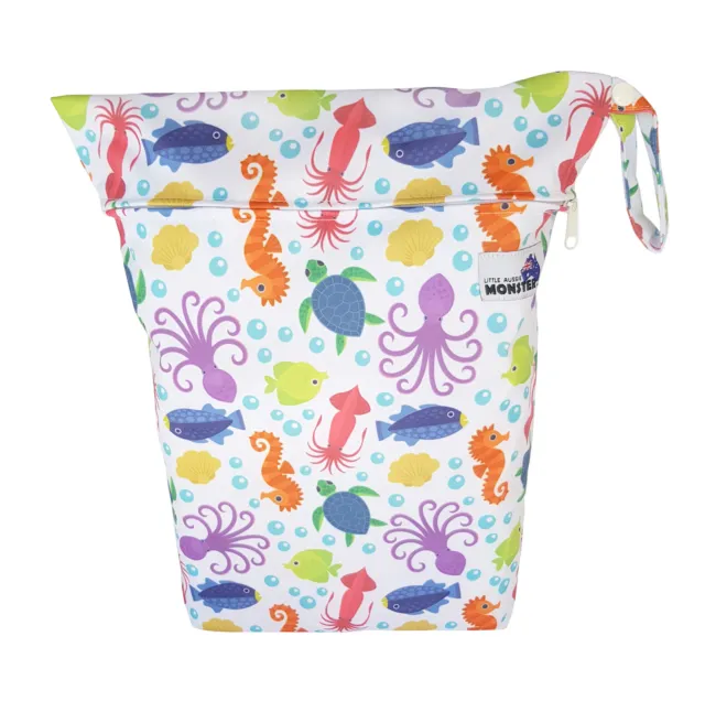 Reusable Baby Cloth Diaper Nappy Wet & Dry Bag Colorful Sea Creatures