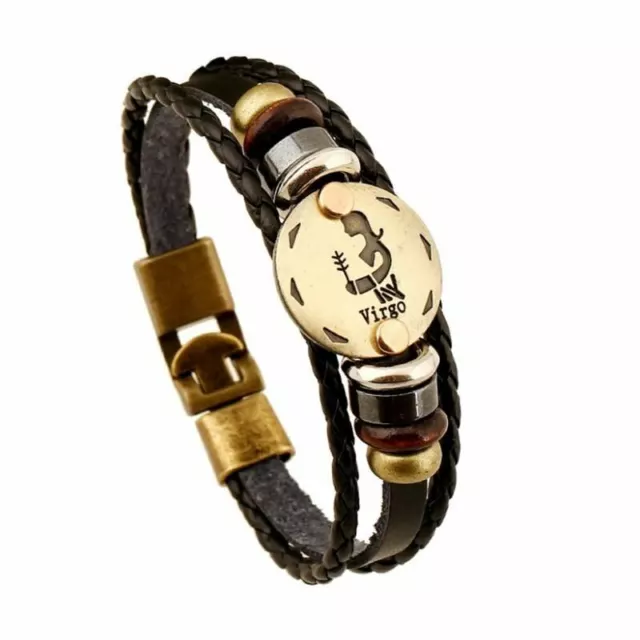 Hommes Punk Zodiaque Signes Bélier Leo Constellations Bracelets Charmes Vierge