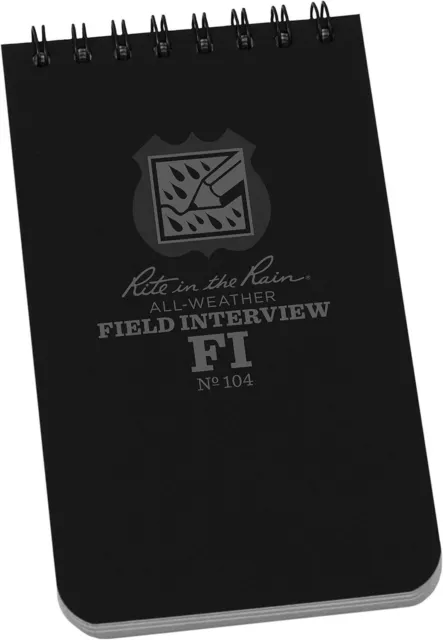 Rite in the Rain Field Interview All-Weather Notebook Waterproof Black - 104