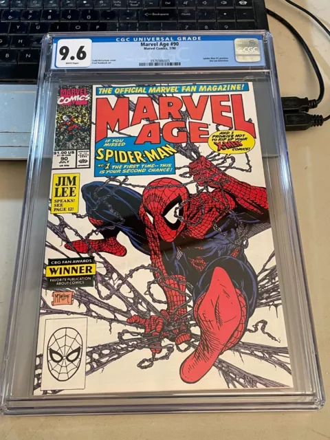 MARVEL AGE 90 / CGC 9.6 / WHITE PAGES / MCFARLANE Cover / 1st Spider-man Preview
