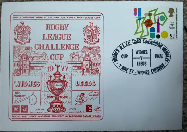 Widnes v Leeds Rugby League Challenge Cup 1977 Dawn First Day Cover