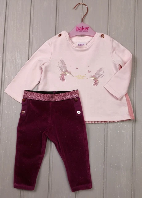 Leggings top a pieghe e velluto TED BAKER bambine colibrì 3-6 mesi ex detenuto