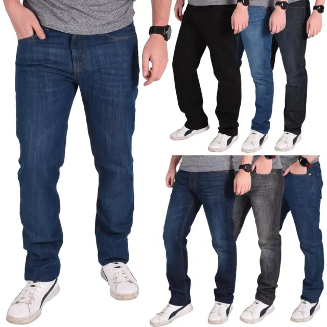 New Mens Straight Leg Basic Heavy Work Jeans Denim Pants All Waist Big Sizes