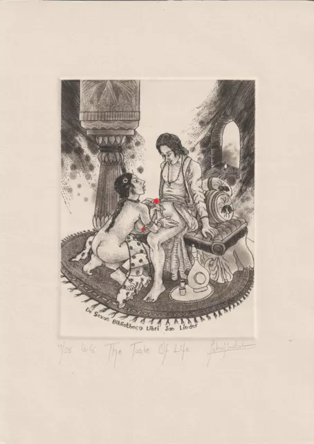 Original erotic Ex libris "The taste of life" Art Print by JINDAL ISHI / India