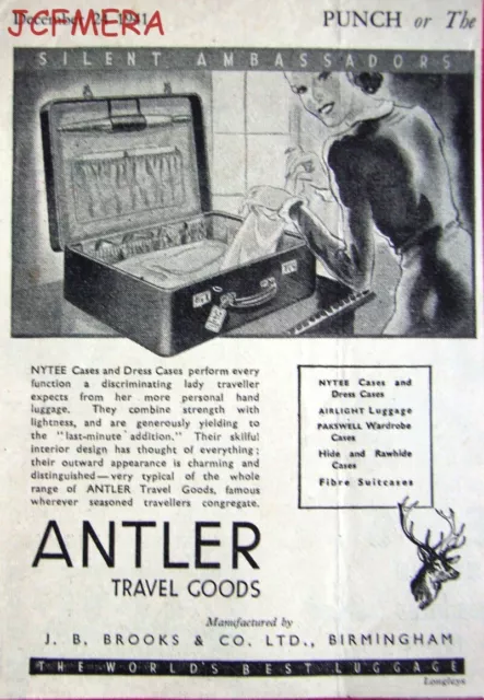 'ANTLER' Leather Suitcases Travel Goods Advert #3 - Small WW2 1941 Print Ad