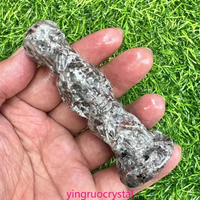 1pc Natural Yooperlite Three Skulls Quartz Crystal Skull Carving Reiki 3.5in