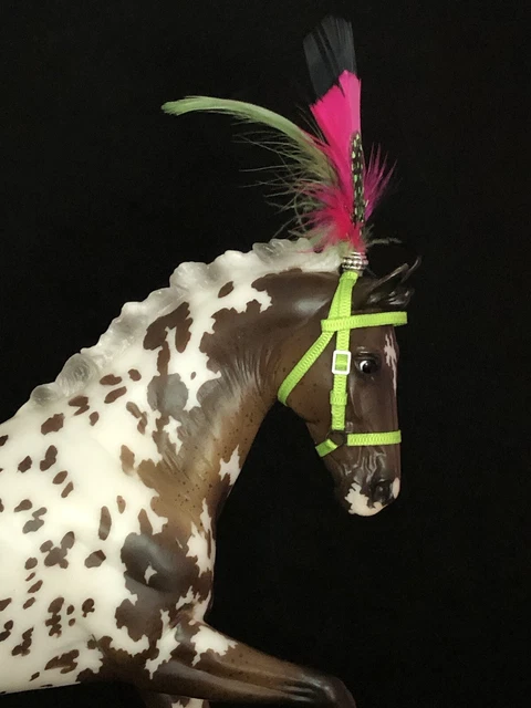 Custom Traditional Breyer Or Peter Stone Horse Tack Green Apple Circus Halter