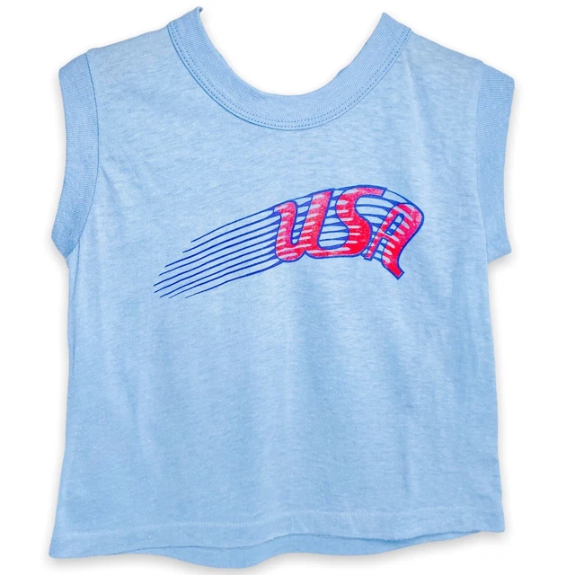 Vintage Pacer Kids Blue USA Sleeveless Shirt Top - Fits 4 - 6