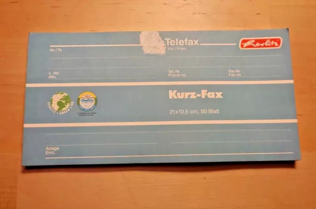 Herlitz Kurzfax-Block 21 x 10,5 cm 50 Blatt Fax-Vordruck Kurz-Fax - unbenutzt
