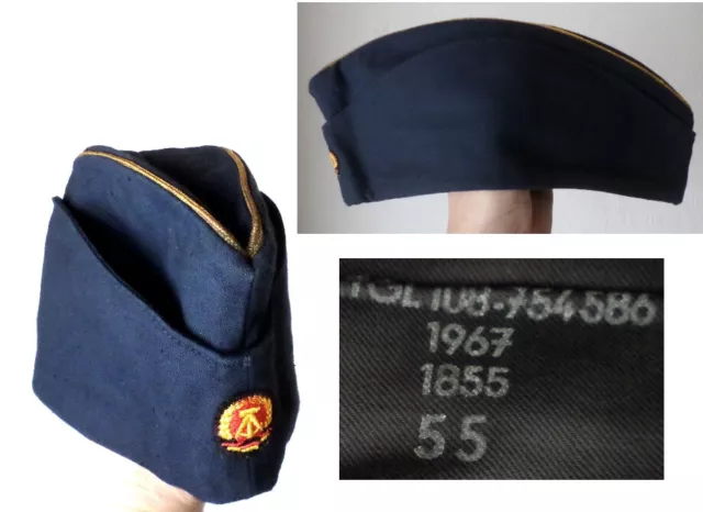 DDR NVA 1967 Schiffchen / Mütze 55 für Uniform Volksmarine Kapitän -Leu navy hat