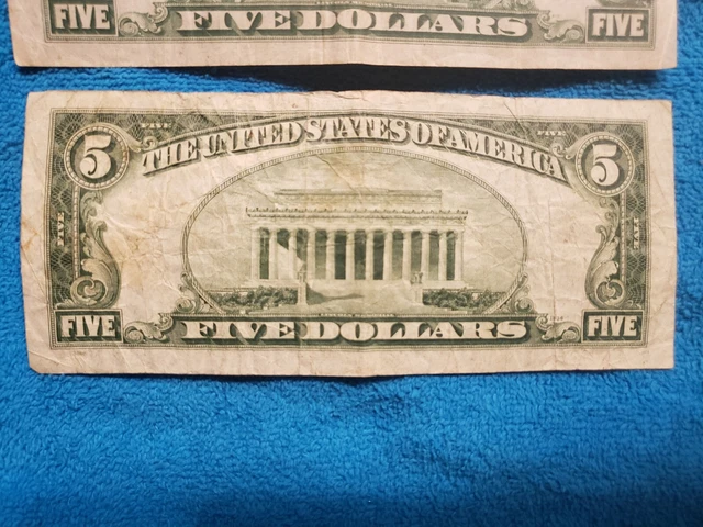 (3) 1934 a and d - Five Dollar Silver Certificate $5 Bill Blue Seal Note 5