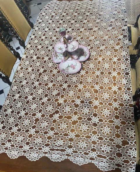 Nappe au crochet blanche, dessus de lit 170 x 125