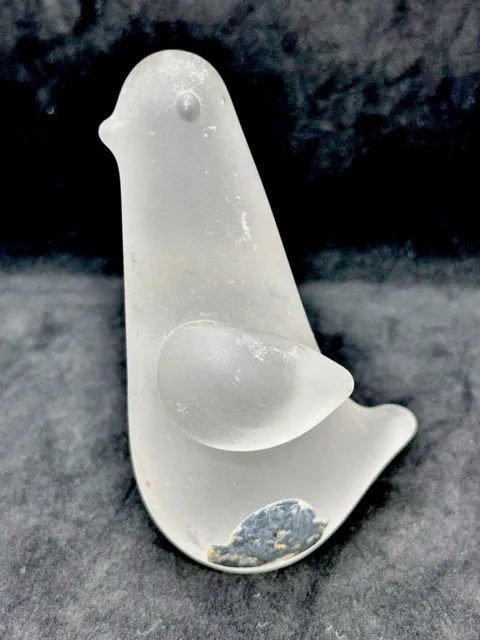 Vintage Frosted Satin Glass Bird Penguin Figurine Paperweight 4in Swedish Glass?