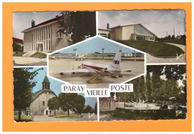PARAY-VIEILLE-POSTE (91) AEROPORT ORLY Avion TWA ,MAIRIE, SALLE DES FETES & PARC