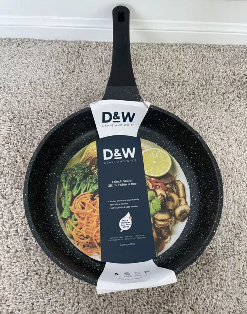 D&W 11” Frying Pan Nonstick Skillet Quality Cookware 28cm & 2 Inch Deep -  Black