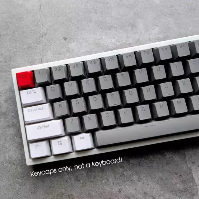 Gray +White+Red Double Shot PBT Keycaps Set OEM Profile for Cherry MX Keyboards