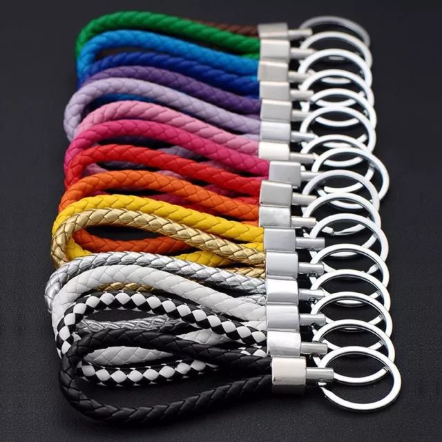 Braided PU Leather Braided Keychain DIY Bag Pendant Keyring Holder Car MenWomen