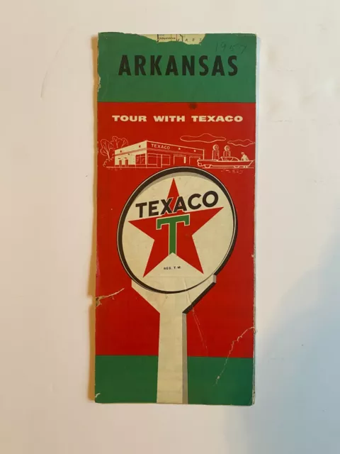Vintage 1957 Arkansas Texaco Gas Station Road Map FAIR CONDITION SEE DESCRIP