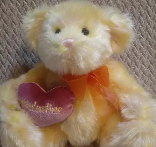 Wal-mart Teddy Bear Yellow Orange Ribbon Bow Plush Tie Dye Pink Valentines Heart