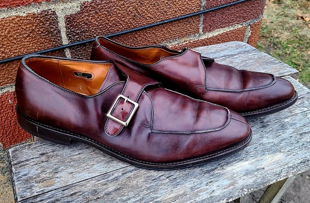 ALLEN EDMONDS THAYER Brown Suede Monk Strap Shoes D Near Mint
