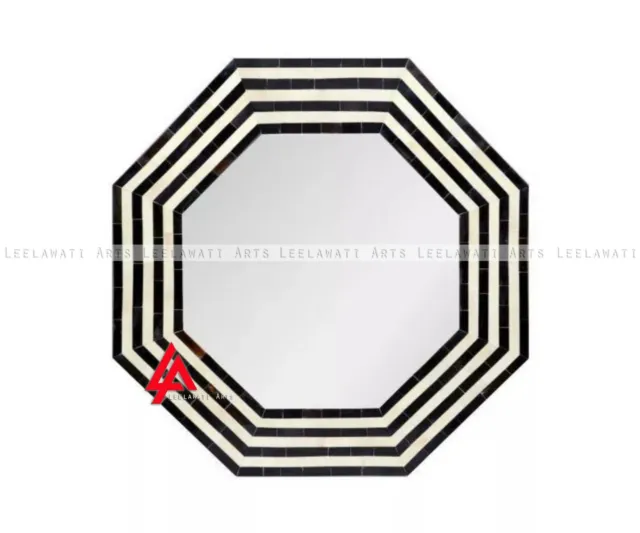 Black And White Hexagon Angle Mirror Frame