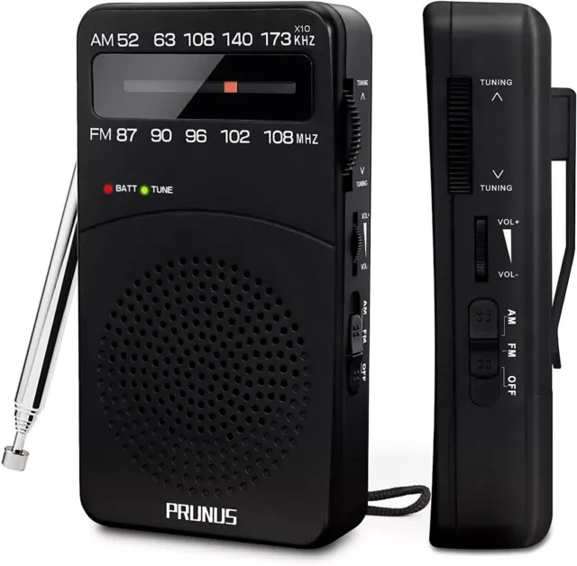 Pocket Radio Transistor Am Fm Small Radio Portable Battery Operated Radio Black.