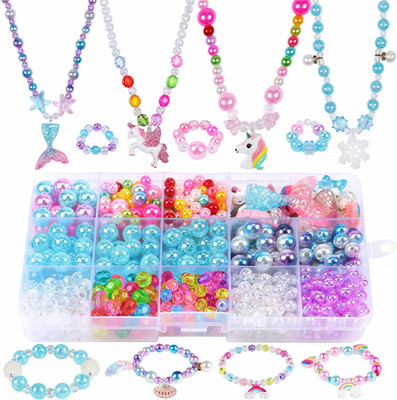 Blu Tacobear Set di Perline Fai da Te per Bambini Adulti Perline di Vetro Mini Perle di 4mm per Braccialetti Collana Gioielli Kit di Creazione Fai-da-Te 