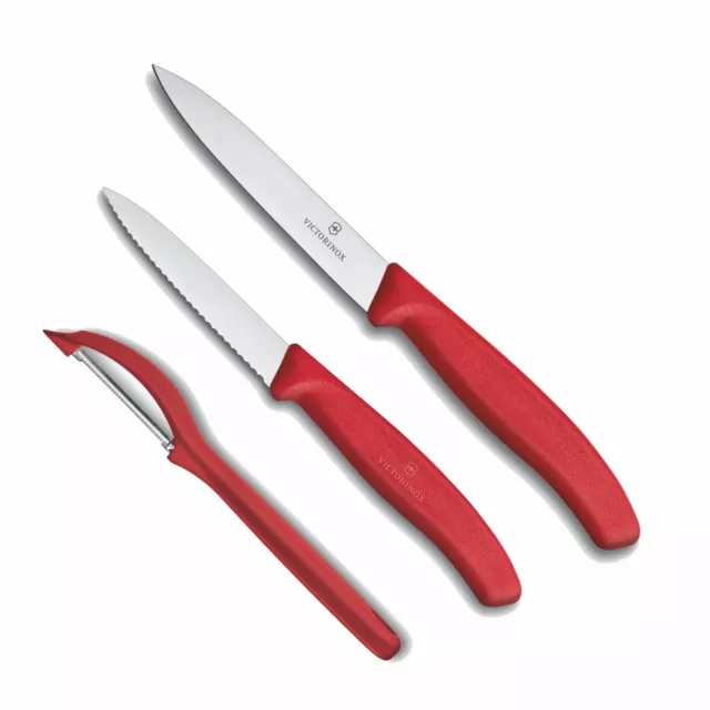 VICTORINOX Küchenset 3tlg. Gemüsemesser  Küchenmesser Schäler  / rot
